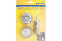 STEEL WIRE WHEEL AND CUP BRUSH SET 3 PC